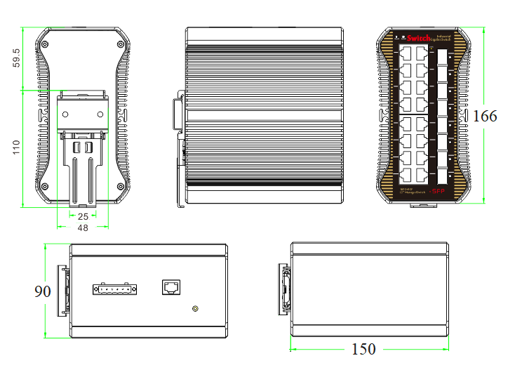 24-port gigabit managed industrial Ethernet fiber switch, industrial switch