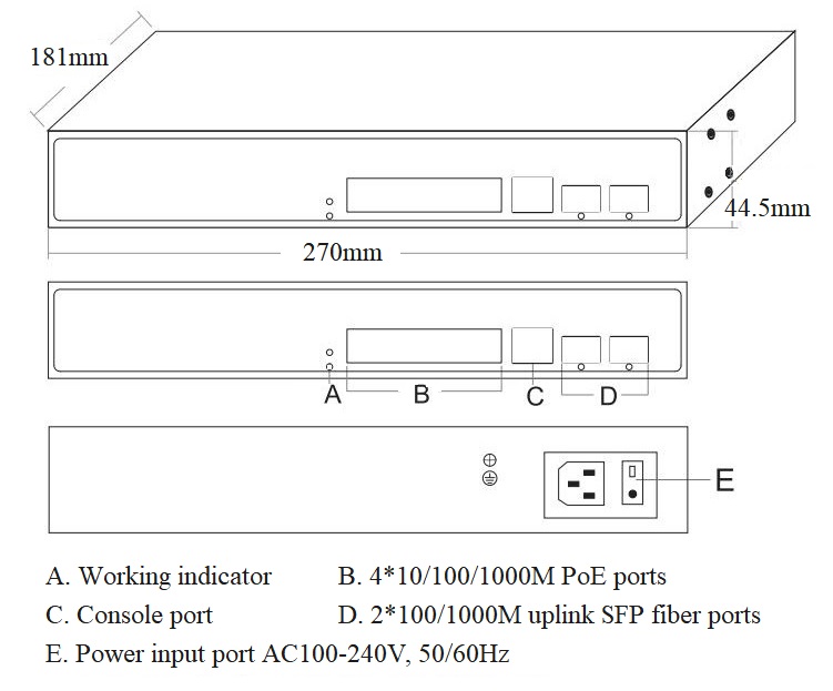managed PoE switch, 6-port gigabit managed PoE switch, PoE switch