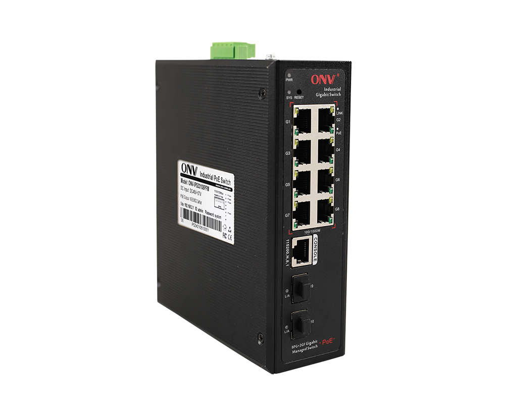 Gigabit 10-портовый управляемый L2 промышленный коммутатор bt PoE